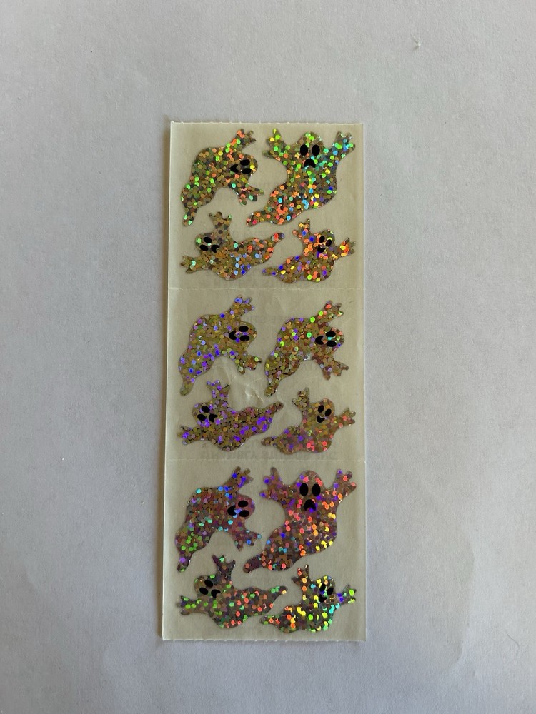 Vintage Hambly Halloween Prismatic Ghosts Stickers Holographic 3 Module