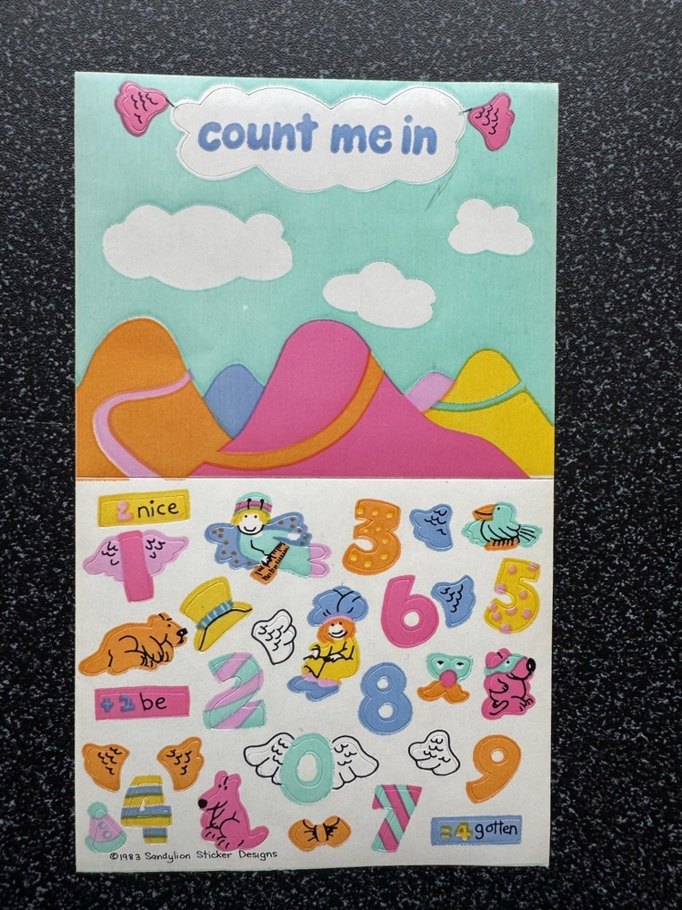 Vintage Sandylion Maxi Activity Sticker Sheet 80s Count Me In