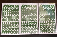 Green Letter/Alphabet + Number Stickers Scrapbook/other paper hobbies — 3 Sets