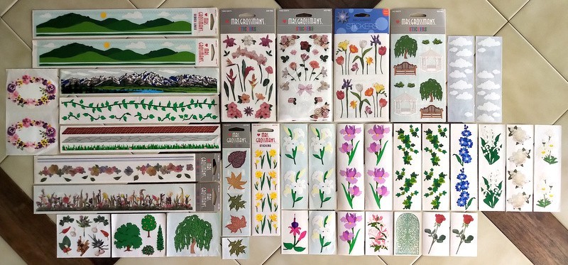 Large Vintage Lot of MRS. GROSSMAN’S Stickers: Flowers, Herbs, Trees, Landscapes