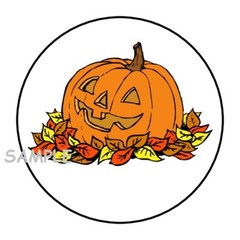 30 PUMPKIN ENVELOPE SEALS LABELS STICKERS 1.5″ ROUND JACK O LANTERN HALLOWEEN