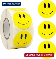Smiley Face Stickers, 500PCS Happy Face Stickers, 1 Inch Yellow Happy Faces Deca