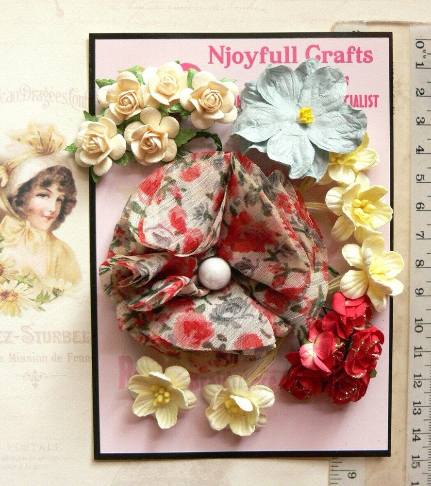 RED GRAY & CREAM – 17 Flowers & Roses 5 Tones 5 Styles PAPER & SILK 20-70mm VA1