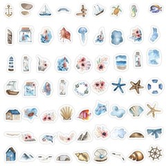 50pcs Aquarium Stickers, Sea Animal Sealife Light House Fish Seashell Coral, 240