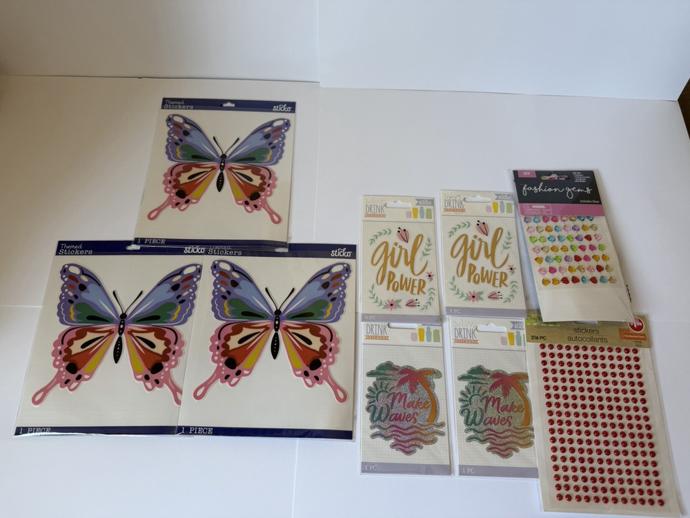 Sticko Butterfly Themed Scrapbooking Craft Stickers, Multicolor, Sticker Lot 9