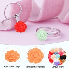 50 Mini Resin Roses 20mm, For Cabochons Orange Flowers