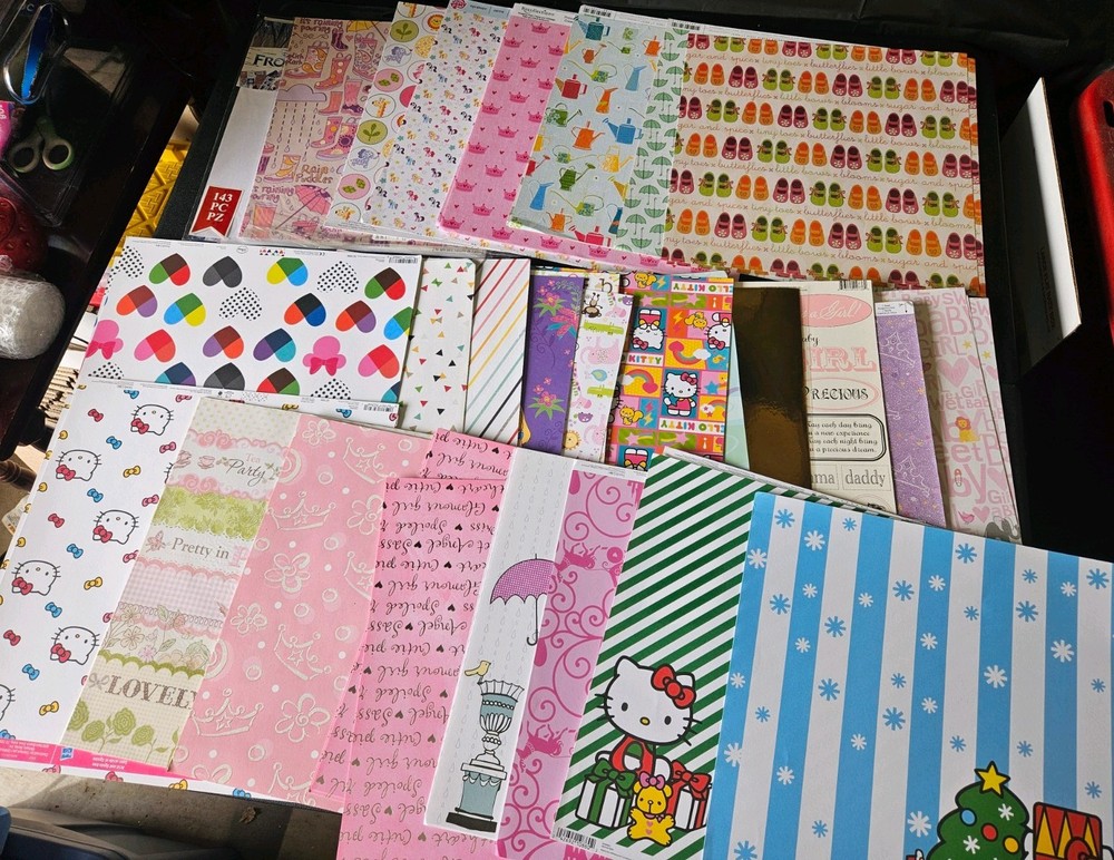 Amazing girl scrapbooking lot of single pages Hello Kitty Prinecess Minnie Mouse