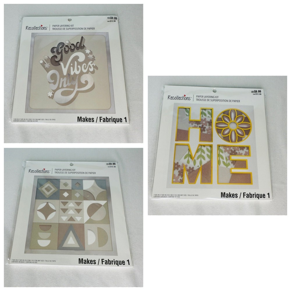 Lot of 3 Recollections Paper Layering Kit Home Good Vibes Only Geometric