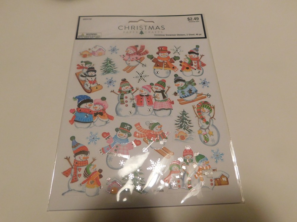 Christmas paper crafts Christmas snowman stickers 2 sheet 48pc