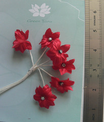 SWAROVSKI 6 Flowers x 30mm Bunch with Stems RED Layered Diamante Centre AB f NJC