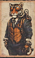Animals Dressed in Steampunk Gear – Animal Prints, 20pcs 8.5″x 5.5″