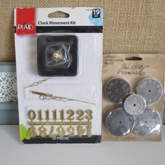 Tim Holtz Idea-ology 5 METAL CLOCK FACES & Plaid Clock Movement Kit