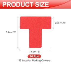 5S Location Marking Corner, (3x3x1.2 Inch, Red) (24Pcs), T-shaped Sticker