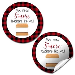 S’More Teacher Appreciation Red and Black Buffalo Plaid Thank You Sticker Lab…