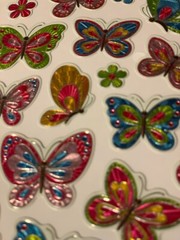 STICKABILITIES THE PAPER STUDIO GLITTER SHINY FOIL FLOWERs & BUTTERFLIES 34PCS