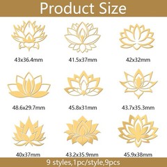OLYCRAFT 1.6″ Golden Lotus Metal Stickers 9Pcs
