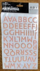 Creative Imaginations Epoxy Alphabet Peach W/ Rhinestones 3D Scrapbook Stickers