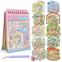 10 Sets DIY 3D House Stickers, Scene Miniature Sticker