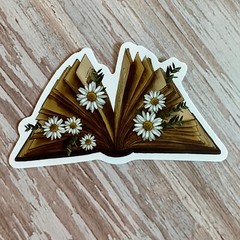 BOOKS and Flowers High quality stickers Fun and Cute for laptop water bottle
