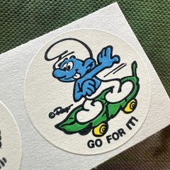 Vintage 80s Spearmint Matte Smurf Minty Sniff Stickers Peyo Strip