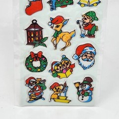 VINTAGE RUSS CHRISTMAS STICK ONS PUFFY STICKERS NOS SEALED IN PACKAGE SANTA BELL