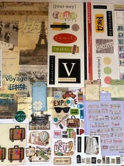 LARGE LOT OF 210 PCS TRAVEL EUROPE PARIS ROME CRUISES SCRAPBOOK PAPERS STICKERS