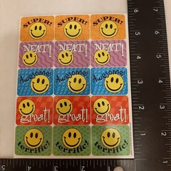 Vintage Paper Magic Group 30 Stickers Smiley Faces Teachers School 2 sheets