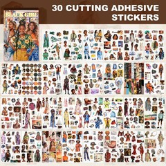 Auguro Black Girls Scrapbooking Stickers 400 Pre-Cut Washi Stickers | 20 Scra…