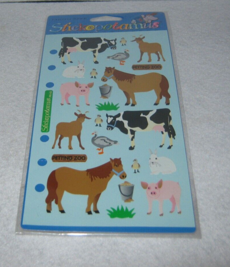 Stickopotamus – Binder Stickers – Petting Zoo Farm Animals – New Package