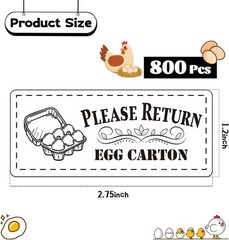 Self-Adhesive Farm Fresh Egg Carton Labels – 800 Stickers, Rectangular Design