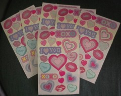 Sandylion Hearts I Love You Stickers Lot of 6 SHEETS 4″ X 6 «