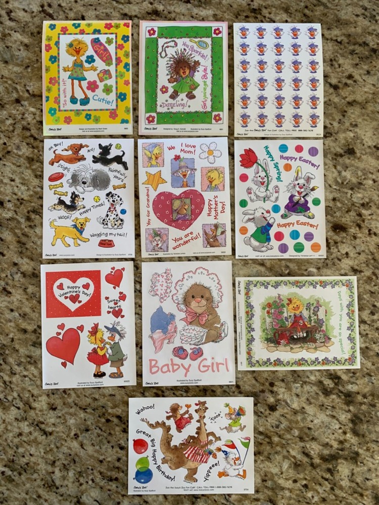 10 Suzy’s Zoo sticker sheets (lot 3)
