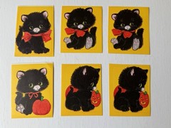 Vintage 80s Halloween Black Cat Stickers Jack O’ Lantern Pumpkin Gibson Loose