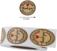 500PCS Hand Made with Love Stickers,1.5 Inch Large round Thank You Baking Sticke