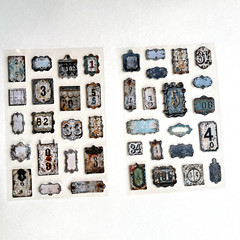 Rustic Number Plaque Stickers Thick Card Blue Collage Junk Journal Scrapbooking