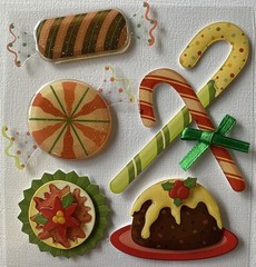 CHRISTMAS CANDY Epoxy Stickers(5pc)Candy Cane•Cake •Peppermint•Card Making•