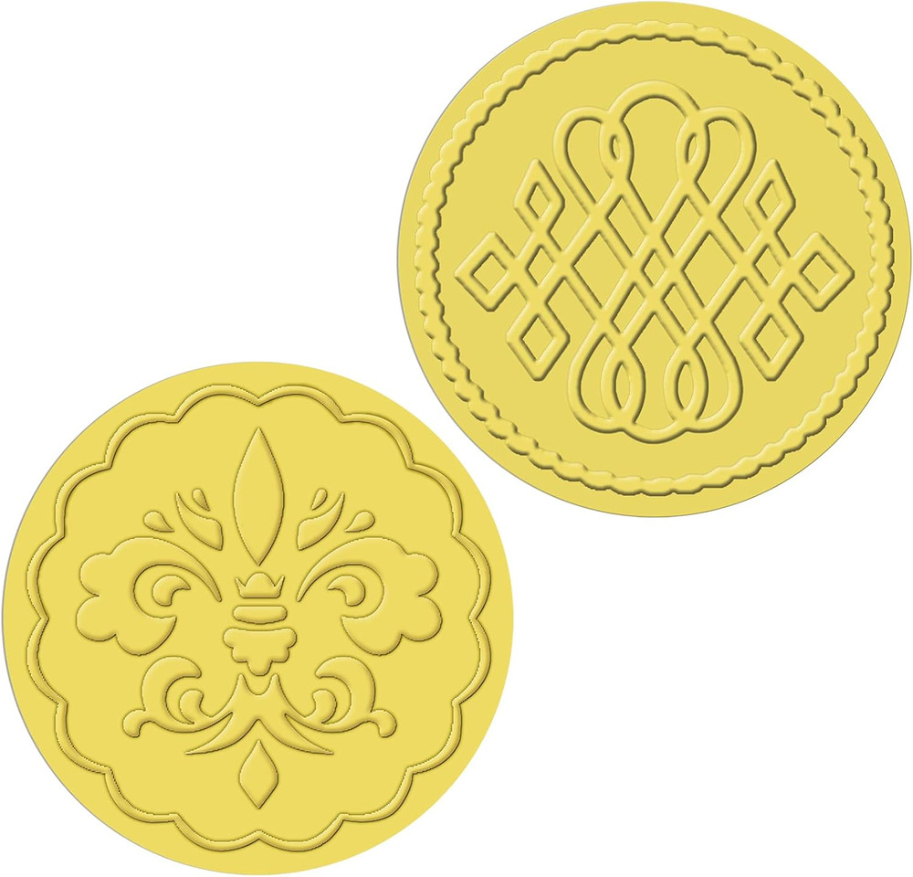 100 Pcs 2 Pattern Gold Wax Seal Stickers Gold Envelope Seals Sticker, round Embo