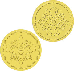 100 Pcs 2 Pattern Gold Wax Seal Stickers Gold Envelope Seals Sticker, round Embo
