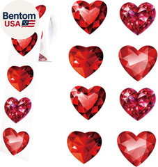 Diamond Heart Stickers,500Pcs Valentine’S Heart Simulated Gemstone 1 Inch Packag