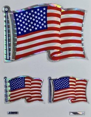 7 Selectra VTG Patriotic American USA Prismatic Flag Stickers, 250th Anniversary