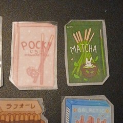 Hand Crafted and Cut Pocky Food & Drink Themed Stickers 15 pack
