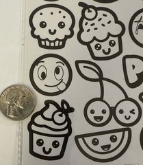 READY TO COLOR Stickers(18pc) Food•Cherries•Ice Cream•Faces •Cupcake•Card Making