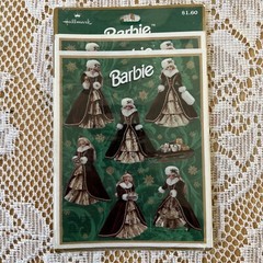 NEW Hallmark CHRISTMAS BARBIE VINTAGE RED DRESS STICKERS