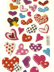 Heart Stickers Valentine Love Pink Red Purple Polka Dot Craft Lot of 2 NEW READ