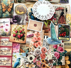 #776 – 100+ PCS VINTAGE FLORAL SCRAPBOOK JUNK JOURNAL KIT / LOT – REAL EPHEMERA