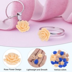 20mm Rose Flower Resin Cabochon, 50 Pcs Mini Rose Flower Resin, Champagne
