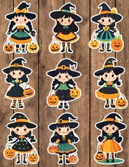 Trick or Treat Witch Die Cut Vinyl Stickers Scrapbooking Laptop Waterbottle