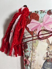 valentines junk journal scrapbook tassel pen clip 62 rabbits pink bow