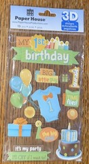 RARE 3D Paper House My 1st Birthday Boy Big Little Guy 1 Year Old Baby Stickers