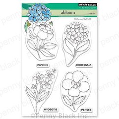 New Penny Black Rubber Stamp clear set ABLOOM flowers free USA ship